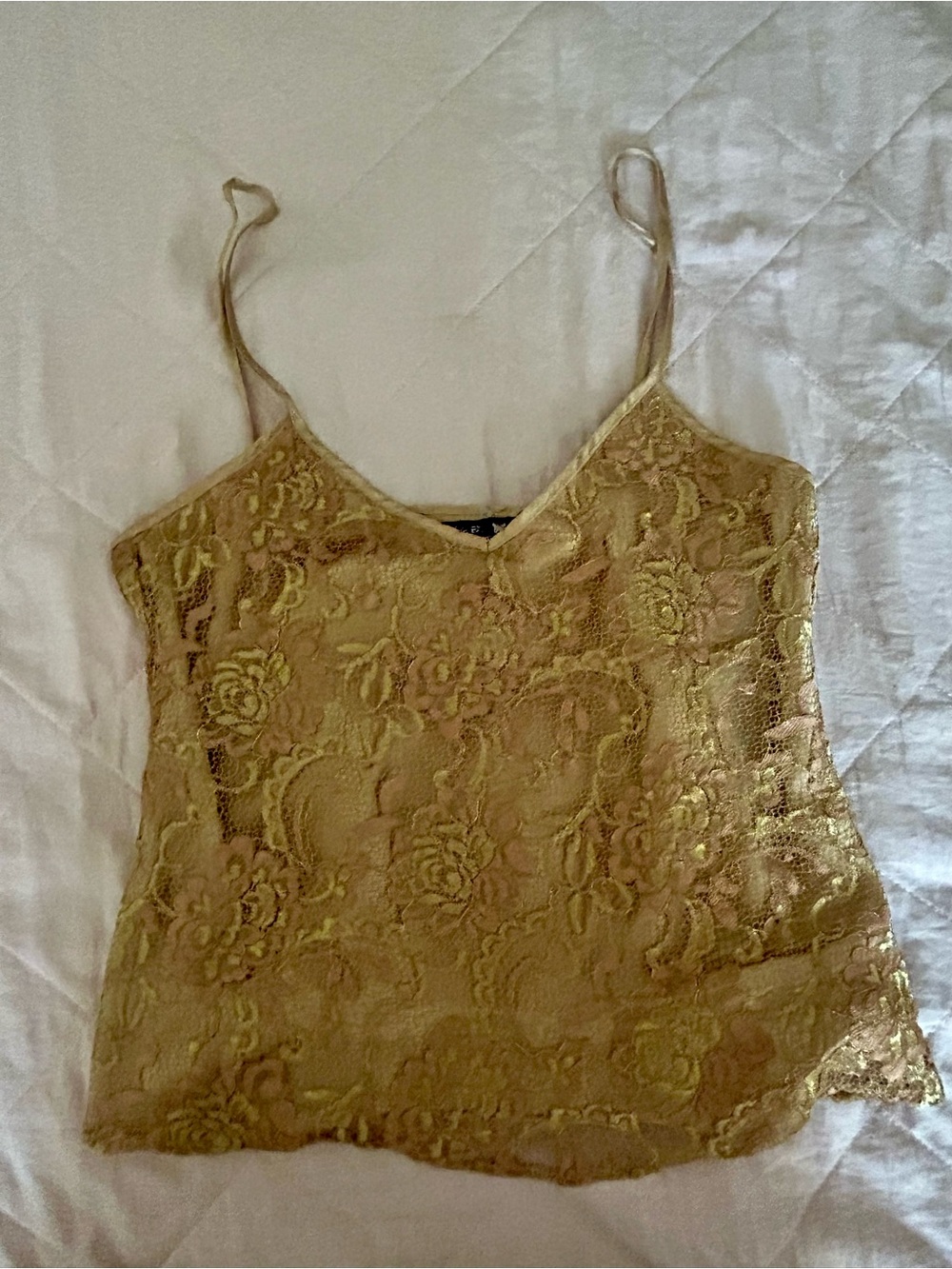 Frankie B. Gold Floral Lace Cami
